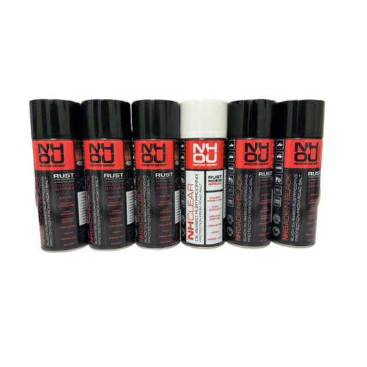 NHOU® melnās un caurspīdīgās rūsas novēršanas aerosolu komplekts — 6 × 400 ml