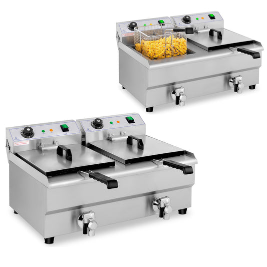 Royal Catering Double electric gastronomy fryer with 230 V 2 x 3200W 2 x 13 L