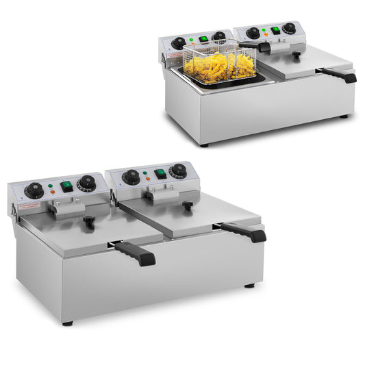 Royal Catering Electric gastronomy Fryer TIMER 230 V 2 x 3200W 2 x 10 L