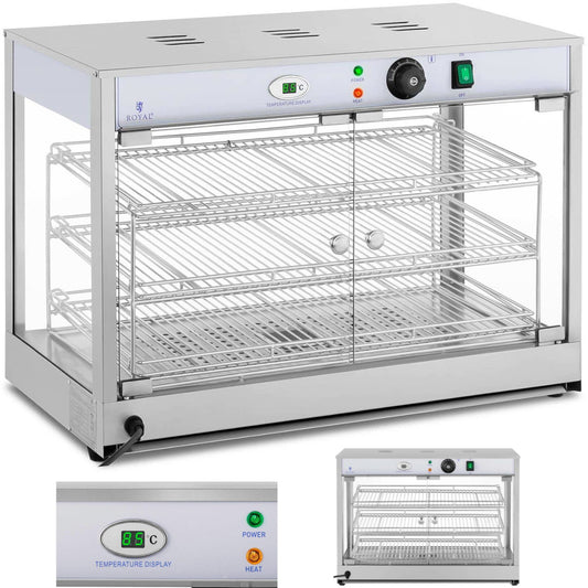 Royal Catering Heated display cabinet for food presentation, 3 shelves, 25-85C, 1200W