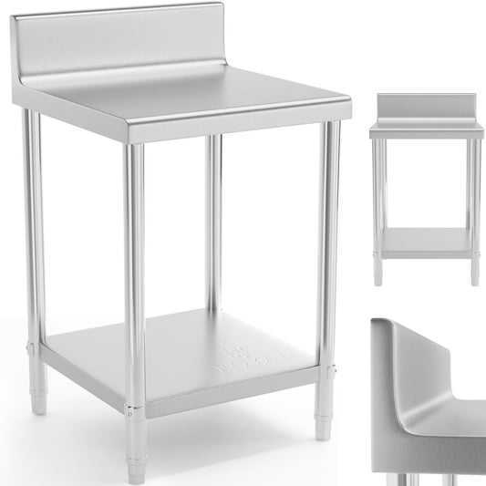 Royal Catering Worktop table steel stainless wall with front and shelf 60x60cm
