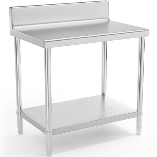 Royal Catering Worktop table stainless steel wall with 90x60cm shelf