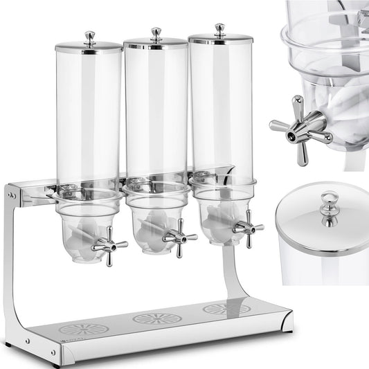 Royal Catering Dispenser for rice cereal candy transparent triple 10.5 l