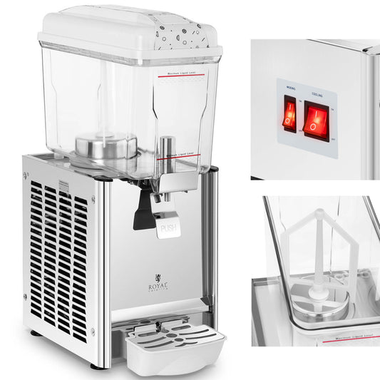 Royal Catering Cooling dispenser for drinks, juices, cocktails with a stirrer, 12 l