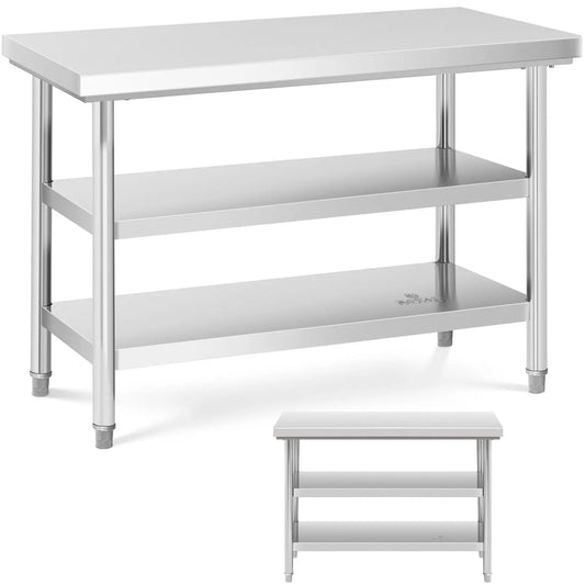 Royal Catering Table, central steel worktop, 3 levels, 120 x 60 cm, up to 600 kg