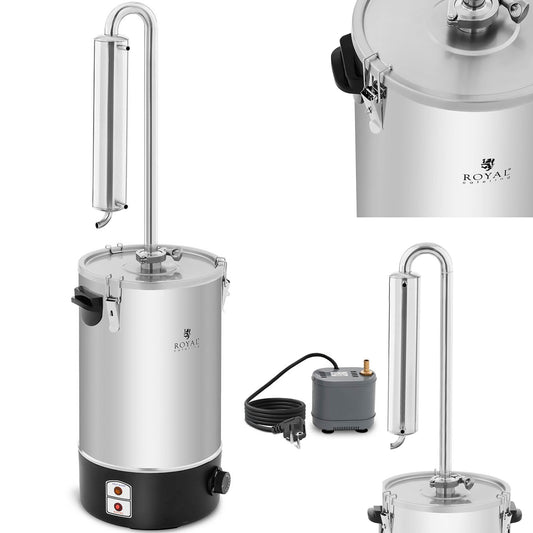 Royal Catering Distillates, purified to water for producing essential oils of 20 l stainless steel