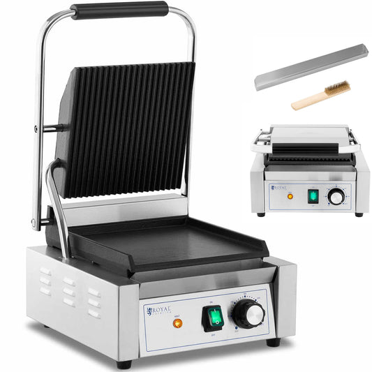 Royal Catering Contact grill with electric plate smooth and ribbed 23 x 22 cm 1800 W