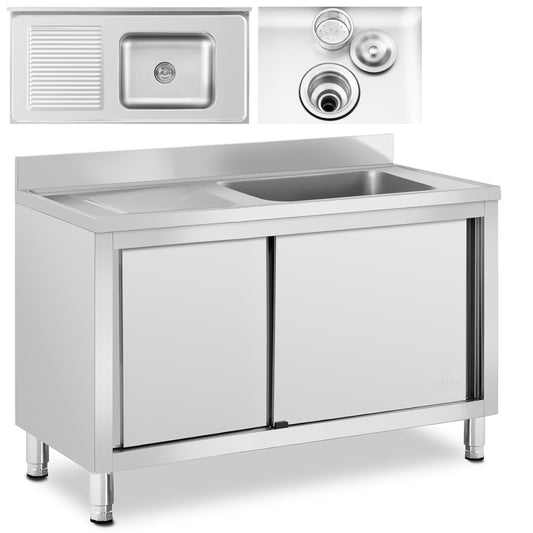 Royal Catering Sink single chamber dining pool with sliding door right 120 x 60 x 95 cm