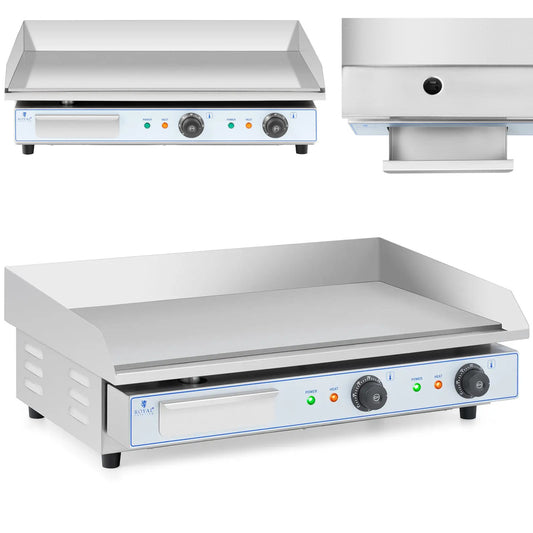 Royal Catering Grill electric grill plate, double smooth, 730 x 400 mm, 2 x 2200 W