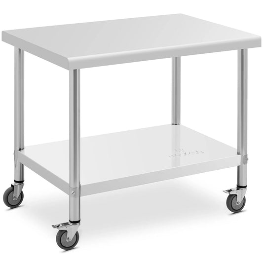 Royal Catering Metal table catering with wheels with shelf STAL 70 x 100 cm