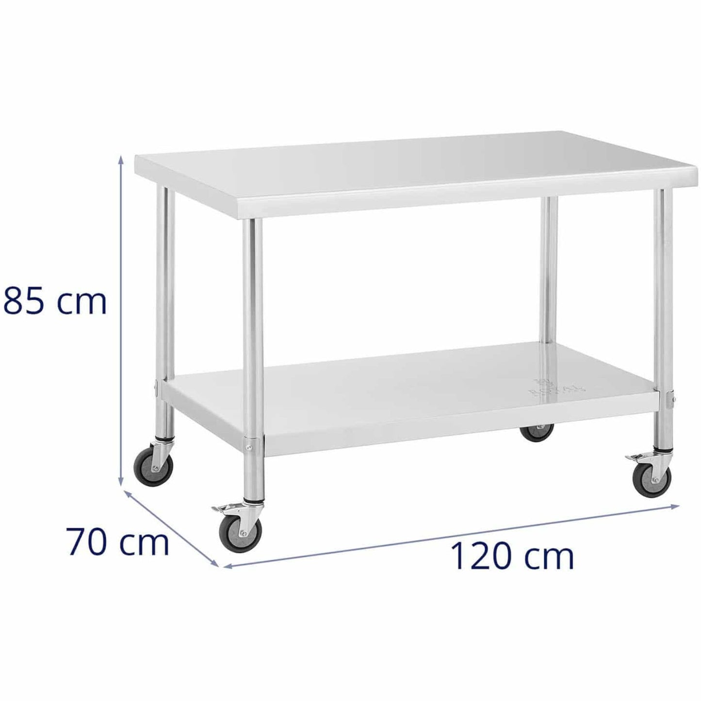 Royal Catering Metal catering table on wheels with a shelf, STEEL, 60 x 120 cm – image 10