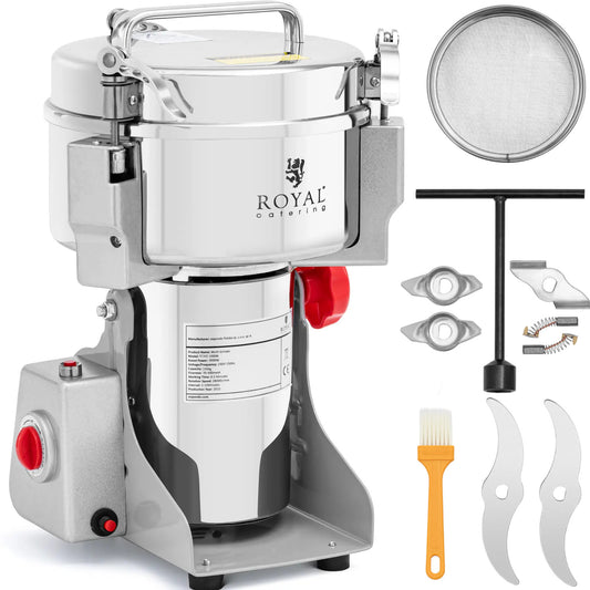 Royal Catering Professional electric grinder for spices, herbs, coffee, nuts, 1000 g, 3000 W