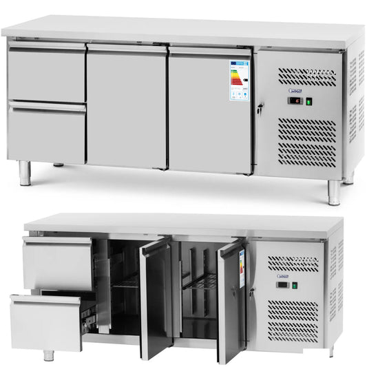 Royal Catering Refrigeration table with worktop 2 chambers 2 drawers -2-10 C 417 l 275 W