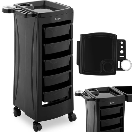 Physa Hairdresser cart with handle for hair dryer 5 drawers shelf 485 x 380 mm