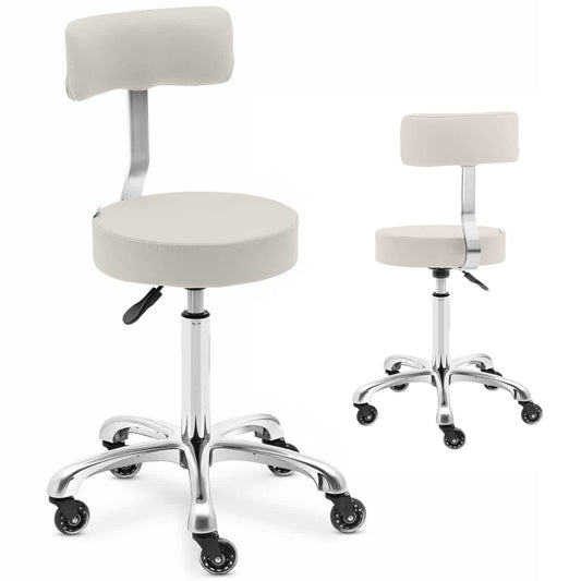 Physa Cosmetic stool chair with backrest on wheels up to 150 kg WELLS beige