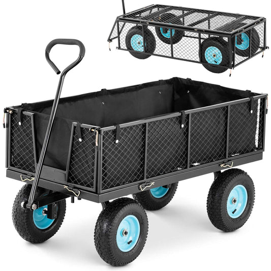 Hillvert Foldable garden cart with a tarpaulin for transporting soil and fertilizer up to 550 kg