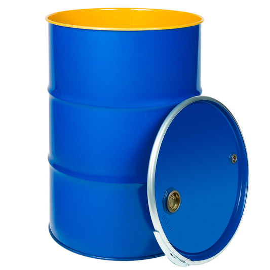 Beczkopol OH 212L steel barrel detachable lid with corks 2 and 3/4 blue interior varnished