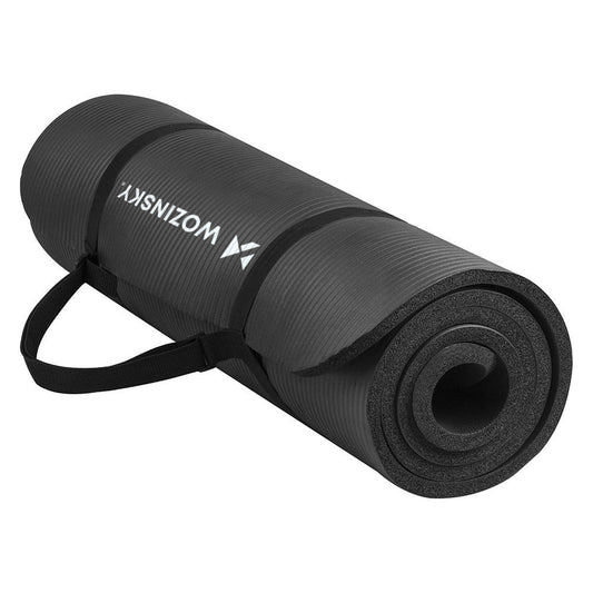 WOZINSKY Exercise mat 181 x 63 x 0.9 cm thick gymnastic mat for black yoga