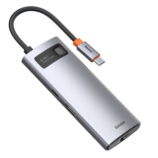 BASEUS Multifunctional 6in1 USB HUB USB-C PD HDMI 3x USB 3.2 RJ45 Gray