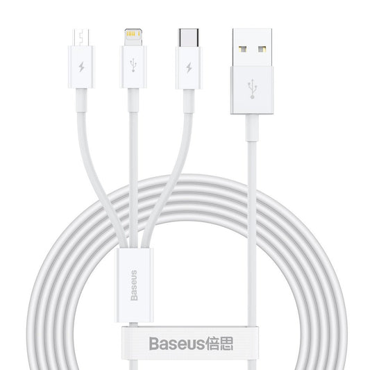 BASEUS Superior 3in1 USB Iphone Lightning USB-C microUSB 3.5 A 1.5 m White