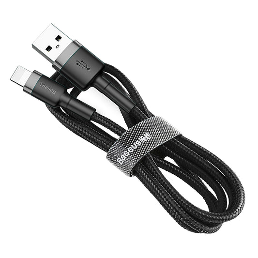BASEUS Durable cable in USB hose for iPhone Lightning QC3 2m - black