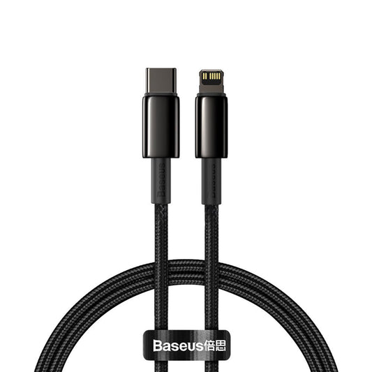 BASEUS Cable for iPhone USB-C - Lightning fast charging 20W 1m - all black