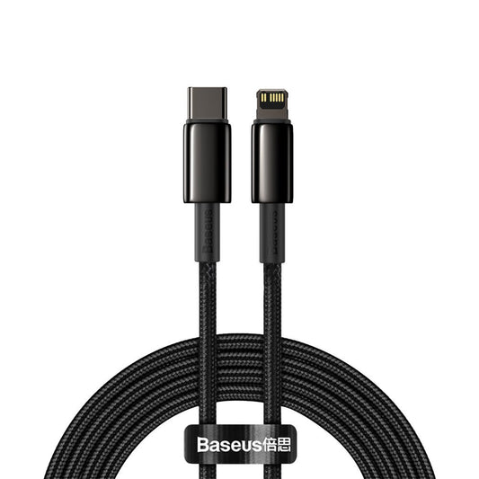 BASEUS Cable for iPhone USB-C - Lightning fast charging 20W 2m - all black