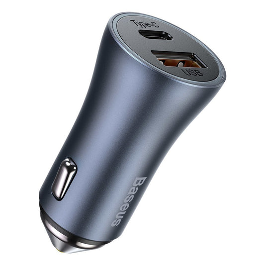 BASEUS USB-C car charger + USB 40W Golden Connector Pro gray