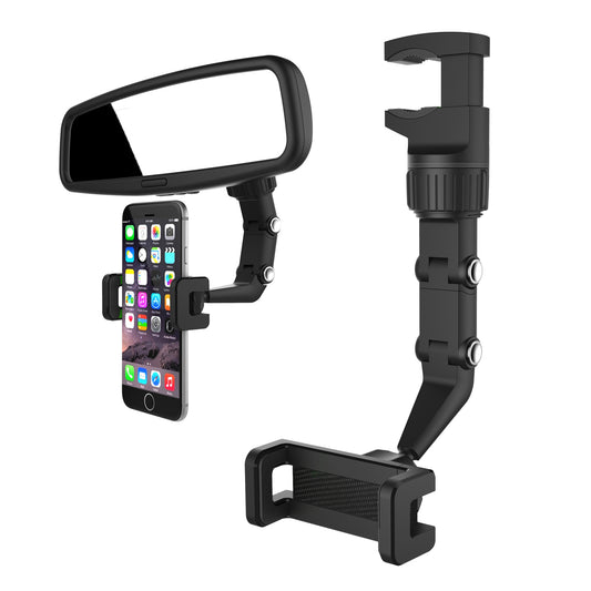 HURTEL Black smartphone holder attached to the rearview mirror