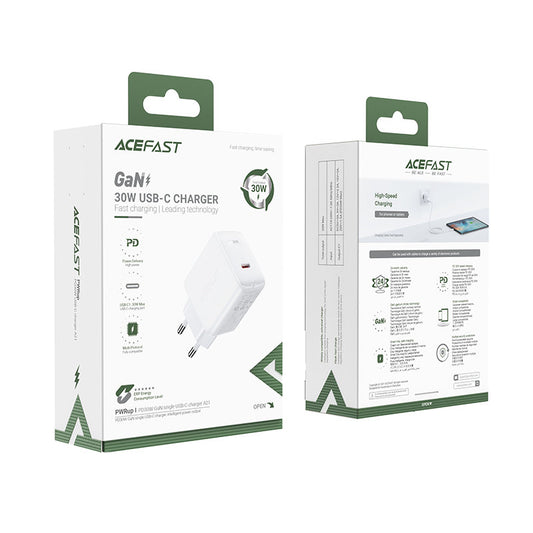 ACEFAST GaN USB-C 30W PD QC 3.0 AFC FCP network charger white