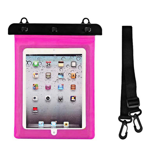 HURTEL Waterproof PVC tablet case with adjustable outdoor strap - pink