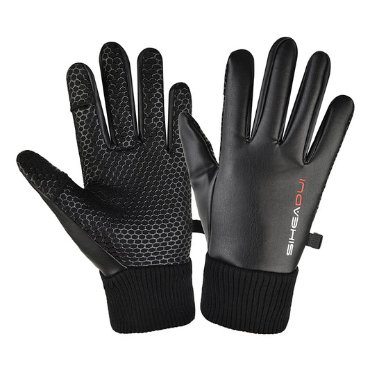 HURTEL Men's black, insulated, anti-slip telephone gloves