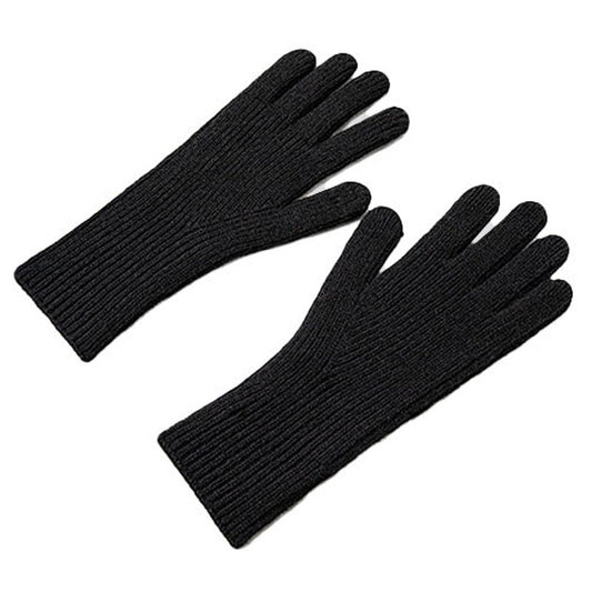 HURTEL Knitted phone gloves with cut-outs for fingers, unisex, black