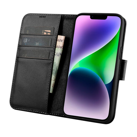 ICARER 2in1 Leather Flip Cover iPhone 14 Plus Anti-RFID Wallet Case Black