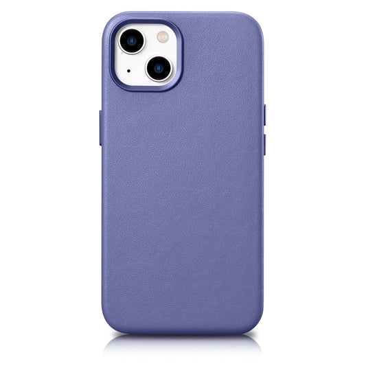 ICARER Natural leather case cover for iPhone 14 Plus MagSafe Case Leather light purple