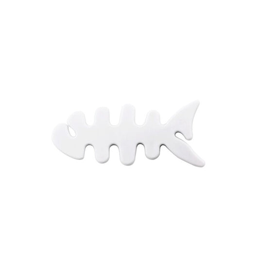 HURTEL Headphone cable organizer in the shape of a fish, white