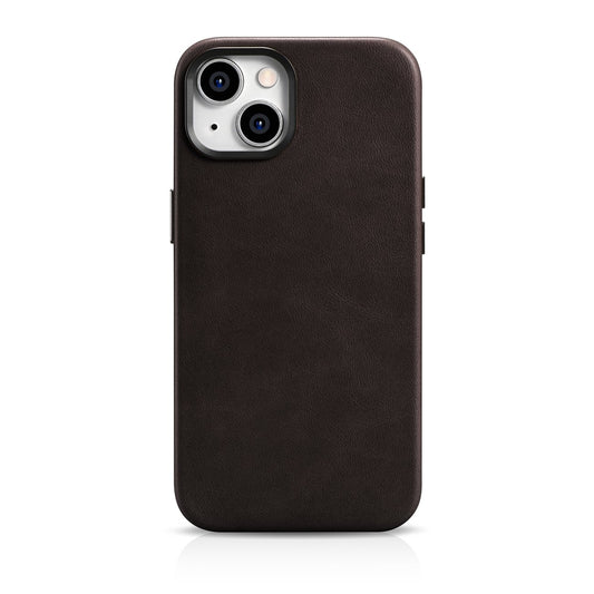 ICARER iPhone 14 Plus Magnetic Leather Case with MagSafe Oil Wax Premium Leather Case Dark Brown