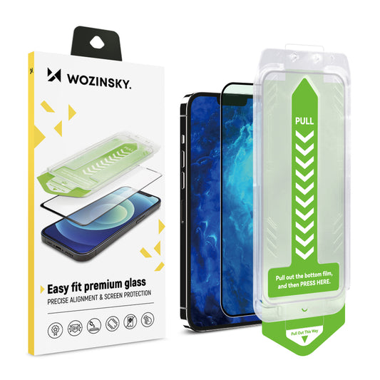 WOZINSKY 9H tempered glass with mounting frame for iPhone 14 Pro Max Premium Glass, black