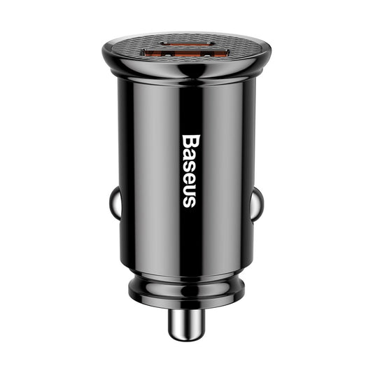 BASEUS Smart car charger with USB and USB-C QC PD ports, black