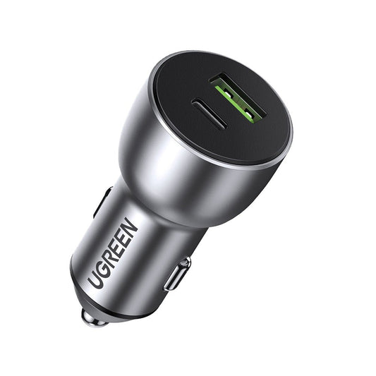 UGREEN USB and USB-C QC 3.0 PD 36W 3A car charger, gray