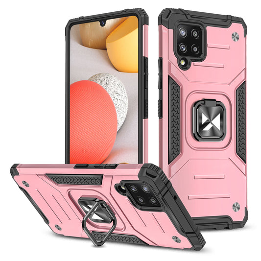 WOZINSKY Armored case cover + magnetic holder for Samsung Galaxy A42 5G Ring Armor pink