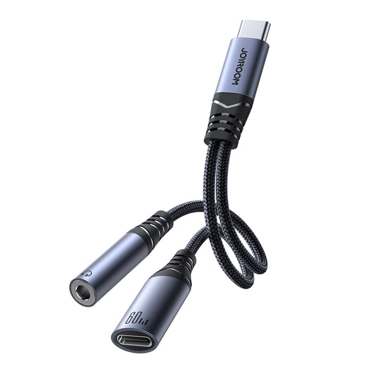 JOYROOM 2in1 Adapter charger + headphones USB-C to USB-C / mini jack 3.5mm black