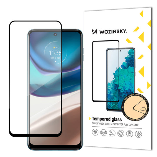 WOZINSKY Durable 9H Full Screen Tempered Glass for Motorola Moto G42 with Case Friendly Frame Black