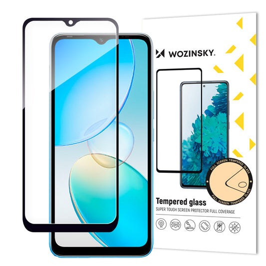 WOZINSKY 9H tempered glass for the entire screen of Infinix Hot 12i with Case Friendly black frame