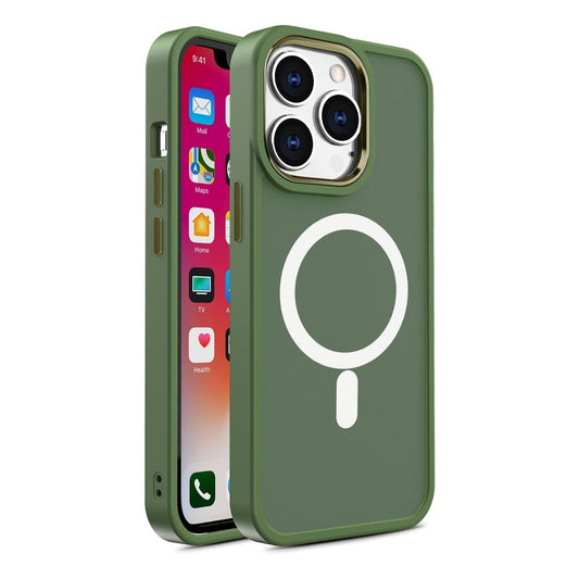 HURTEL Magnetic case with MagSafe for iPhone 15 Plus, green lanyard holes