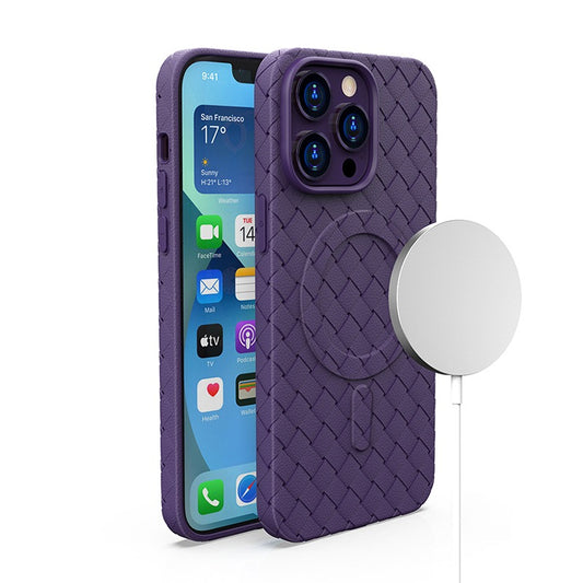HURTEL Braided case for iPhone 15 Pro with MagSafe Woven Case, purple