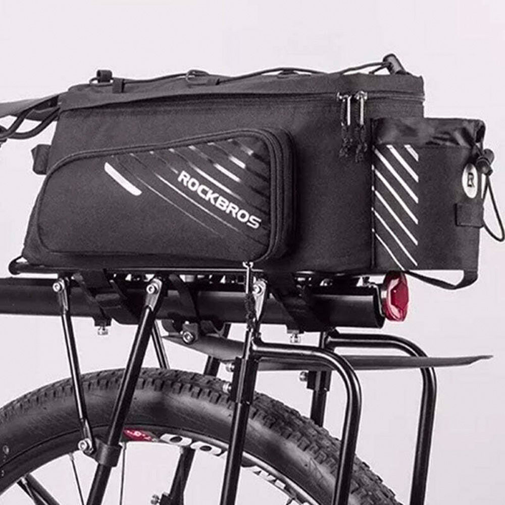 ROCKBROS Bicycle trunk bag with pockets and reflectors - black – image 3