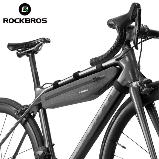 ROCKBROS Long, rigid, waterproof bicycle bag attached to the frame, 1.5L, gray