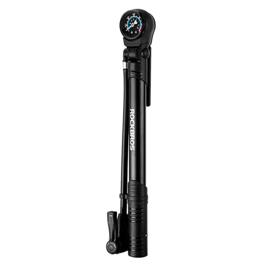 ROCKBROS Hand bicycle pump with 8 bar pressure gauge - black