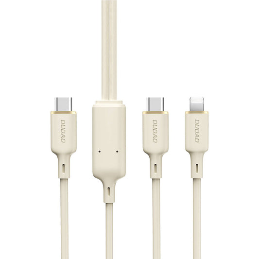 DUDAO 2in1 Cable reinforced cable SR USB-C - USB-C / Lightning 100W 1.2m beige